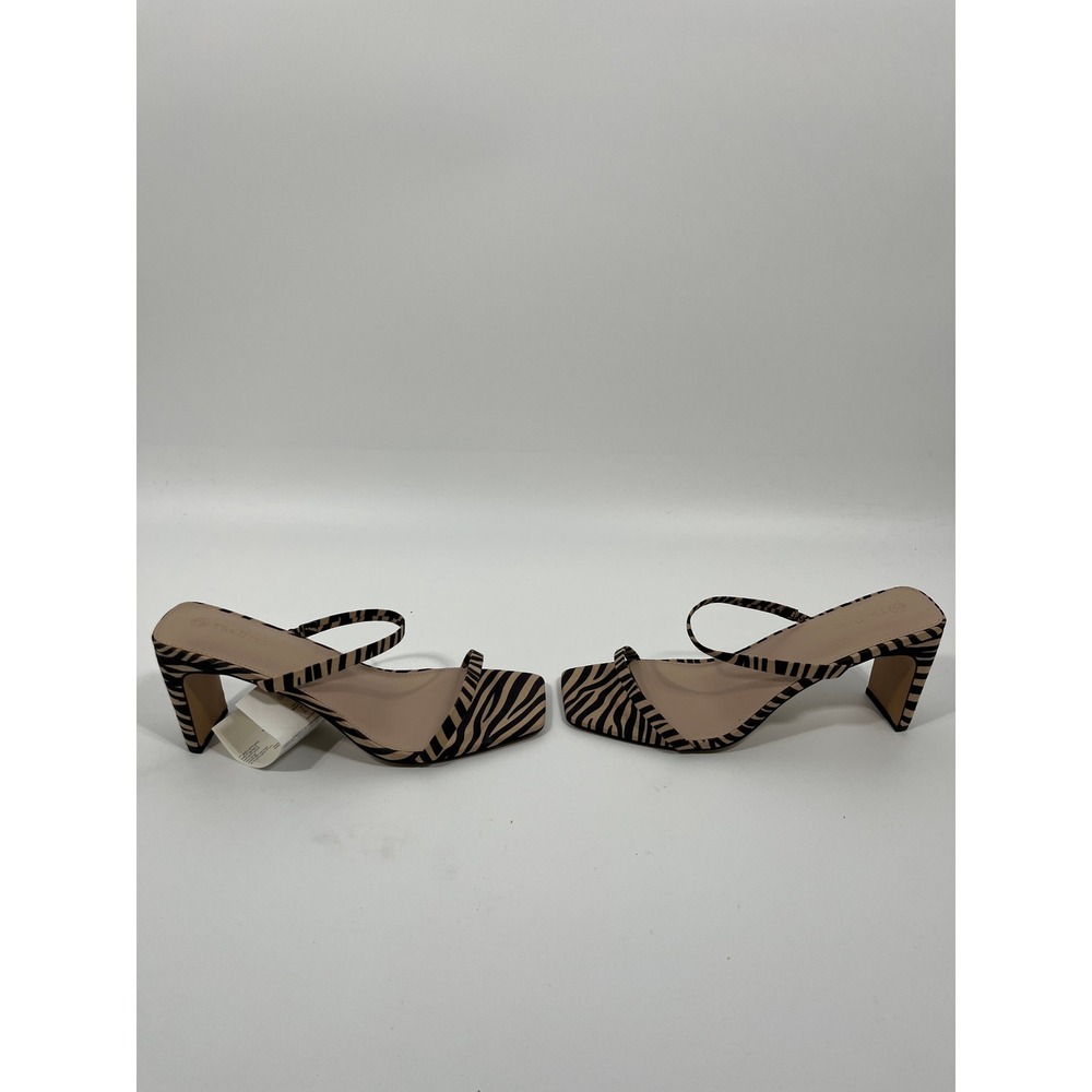 Womens Heels 12 Beige Stripe Zebra Print Formal Event Wedding Guest Chic - Picture 5 of 9